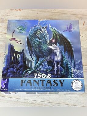 Ceaco Puzzle "The Protector Of Magick" Lisa Parker 750 Piece Dragons Unicorn New